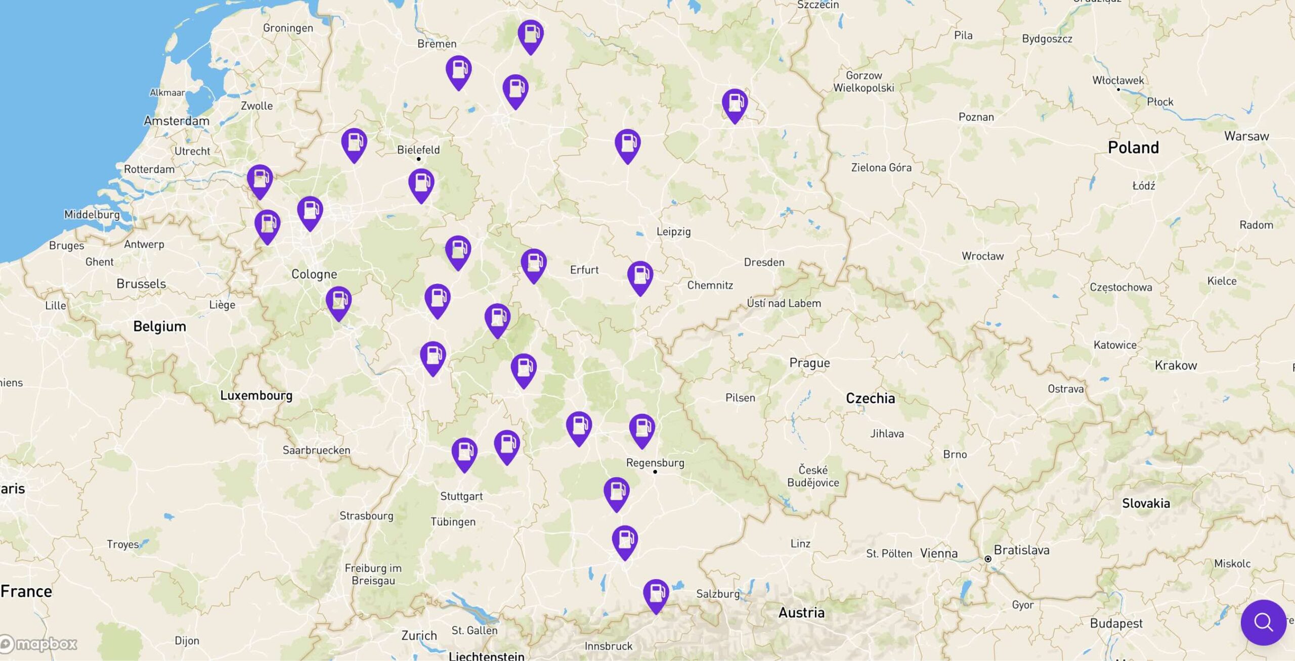 Neue HVO-Tankstellen in HVO-Karte von xtl-finder.com